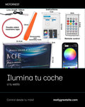 Interior de coche iluminado con luces LED ambientales MotorNest: control por app, modo música y millones de colores