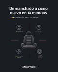 Antes y después de limpiar un asiento con el limpiador en seco MotorNest