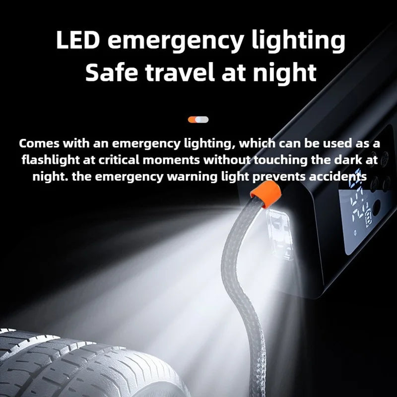 Inflador De Ruedas Portátil Inalámbrico Con Pantalla Digital Y Luz LED