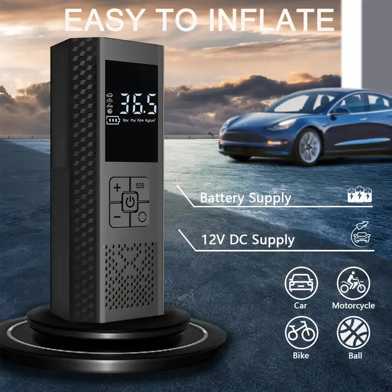 Inflador De Ruedas Portátil Inalámbrico Con Pantalla Digital Y Luz LED