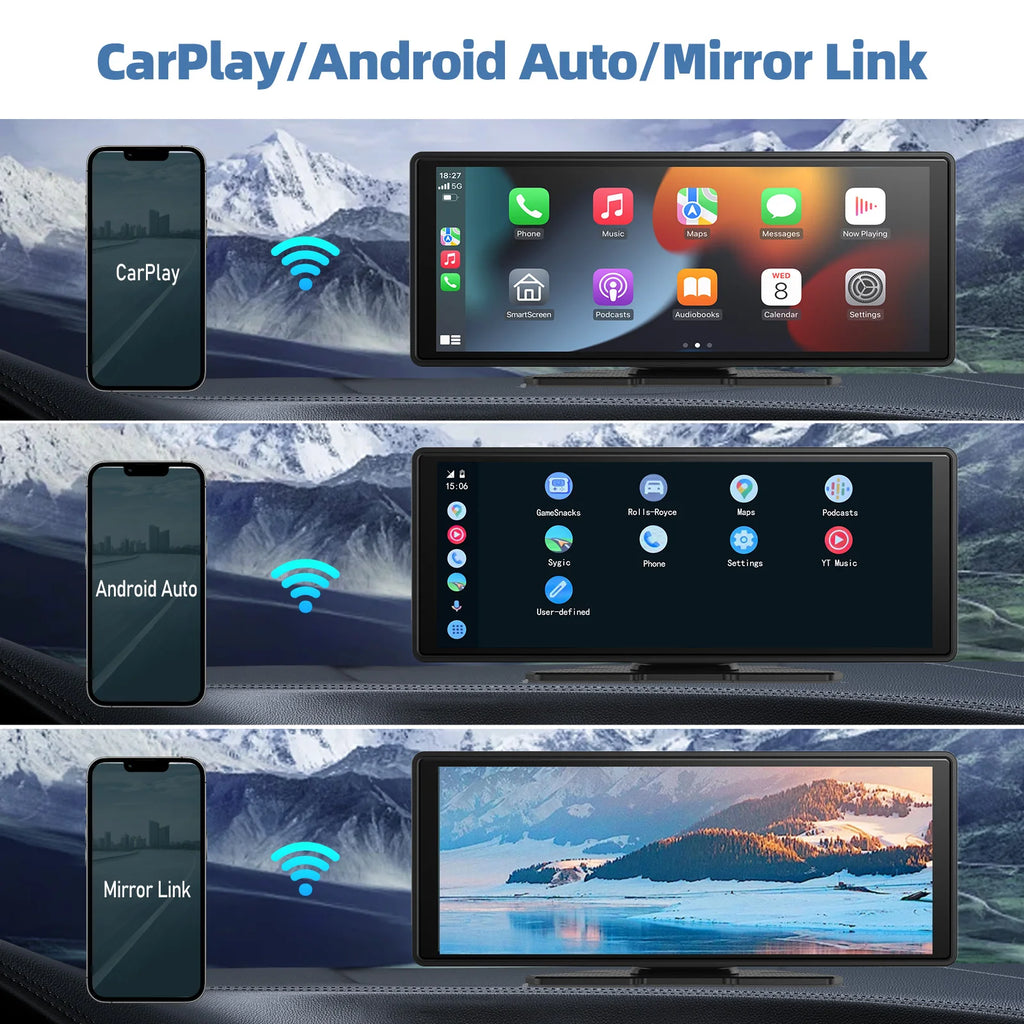 Pantalla Carplay Y Android Auto Inalámbrica Portátil — Moderniza Tu Coche En 2 Minutos