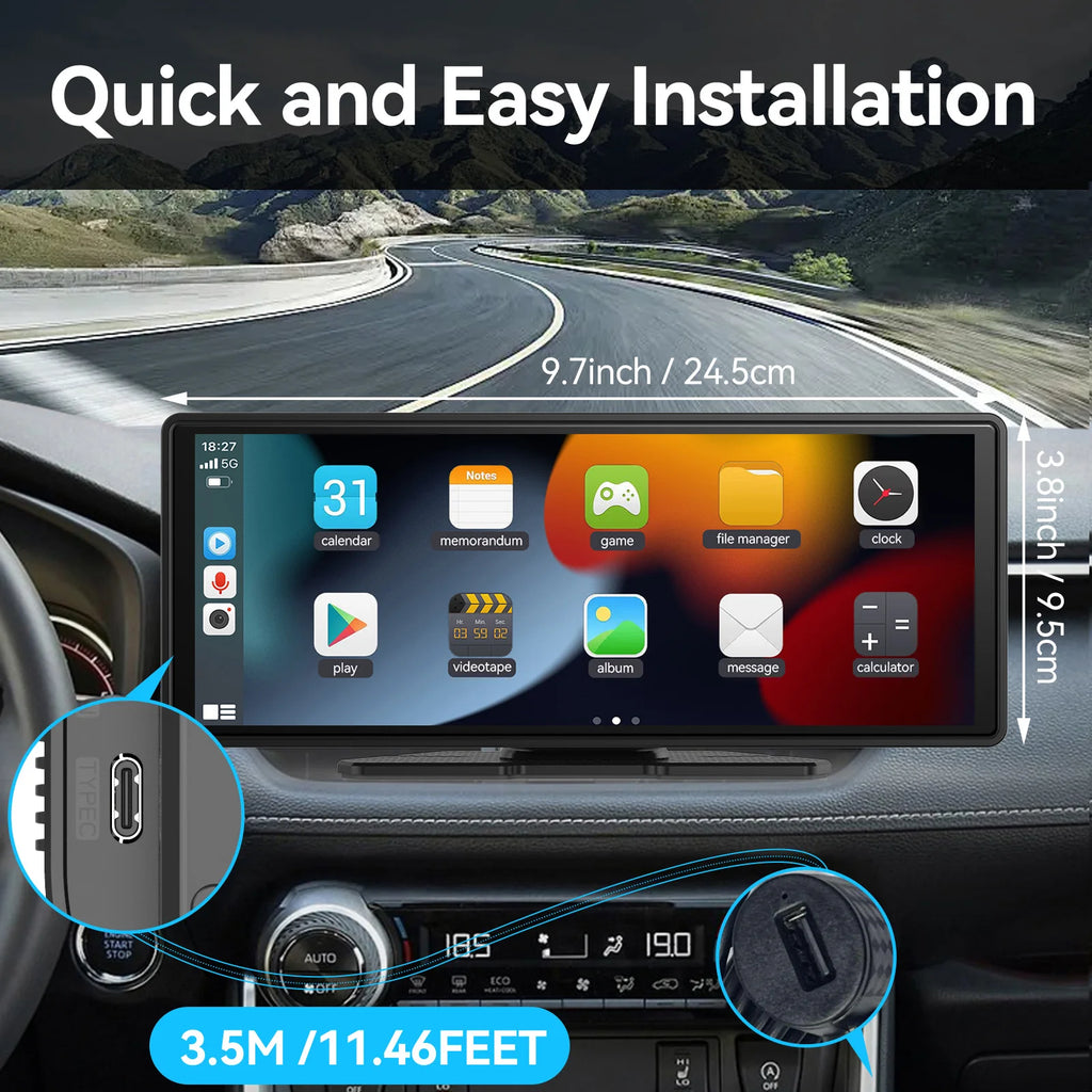 Pantalla Carplay Y Android Auto Inalámbrica Portátil — Moderniza Tu Coche En 2 Minutos