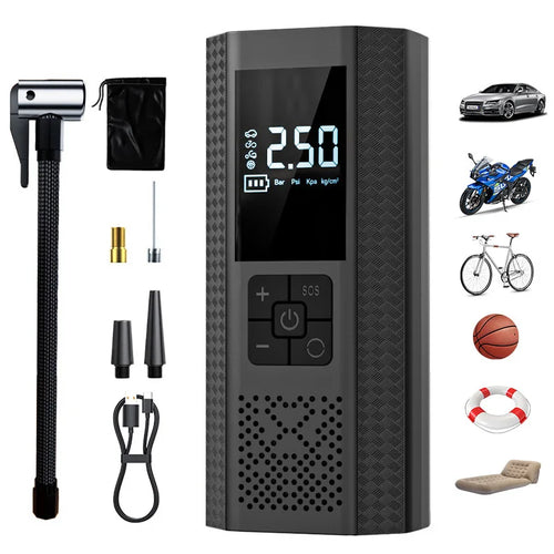 Inflador De Ruedas Portátil Inalámbrico Con Pantalla Digital Y Luz LED
