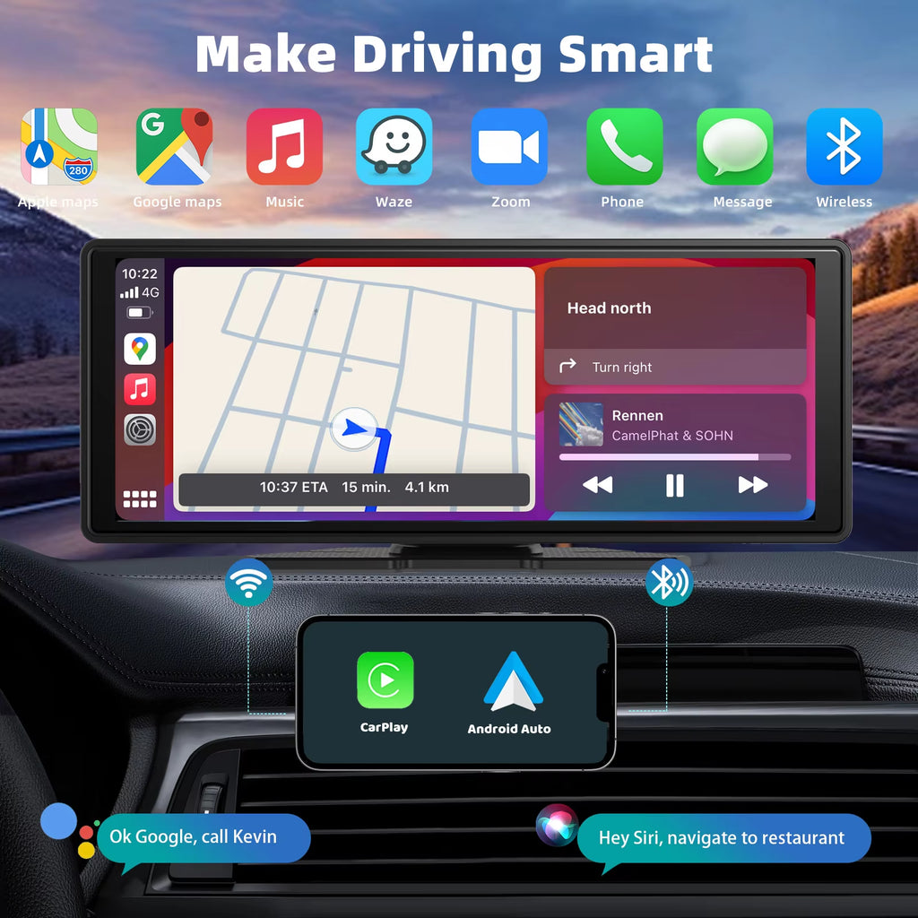 Pantalla Carplay Y Android Auto Inalámbrica Portátil — Moderniza Tu Coche En 2 Minutos