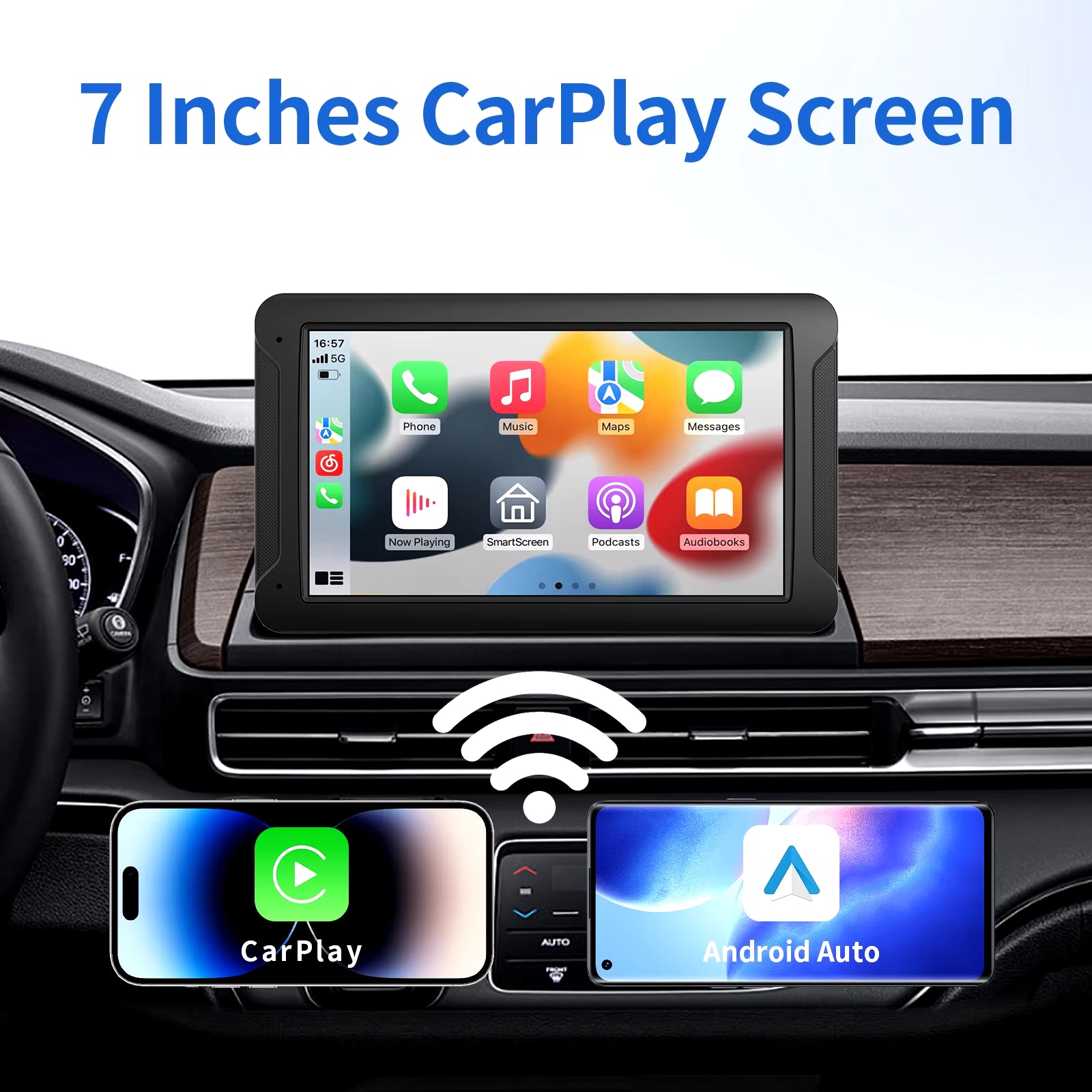 Pantalla Carplay Y Android Auto Inalámbrica Portátil — Moderniza Tu Coche En 2 Minutos