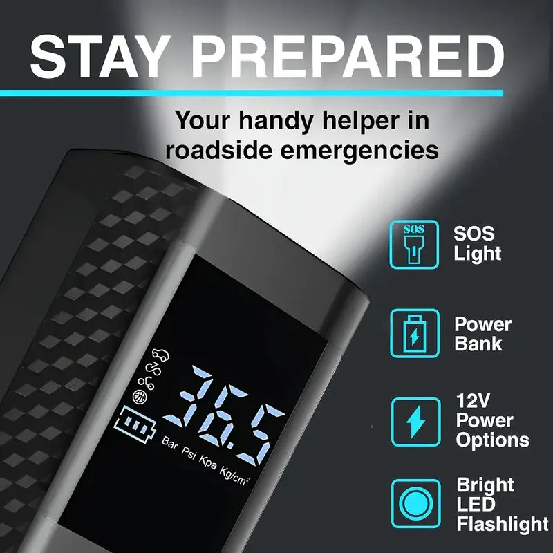 Inflador De Ruedas Portátil Inalámbrico Con Pantalla Digital Y Luz LED
